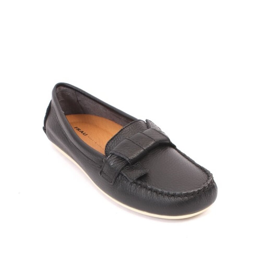 Frau 2488 Black Leather Comfortable Flats Shoes